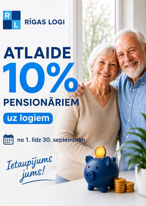 Atlaide 10% pensionāriem uz logiem